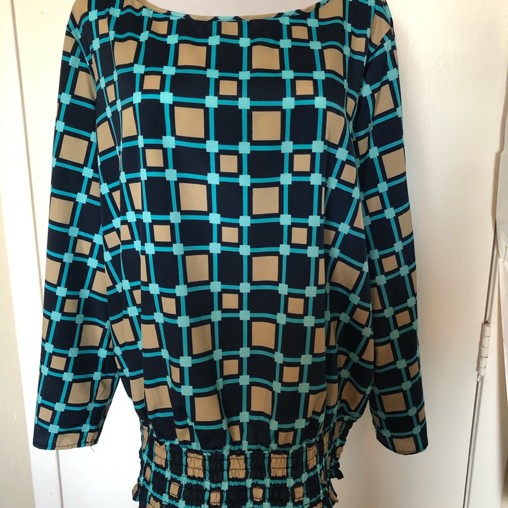 Michael Kors Navy/Turquoise Blouse